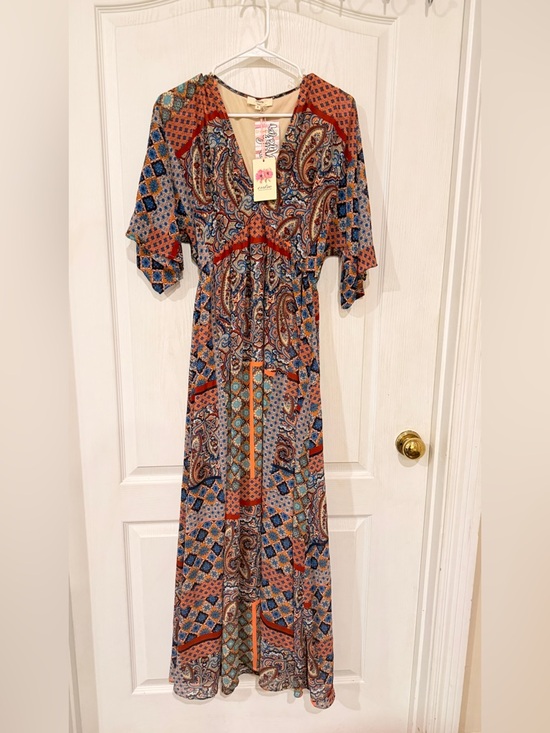 entro Dresses & Skirts - Final Price NWTentro Boho Paisley Patchwork Maxi Dress in Rust, Blue & Cream
